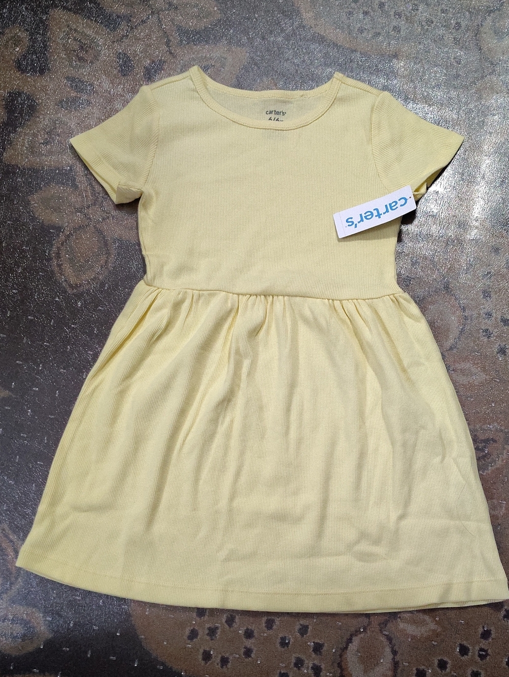 Nwt 6x Carter's Pale Yellow Short-Sleeve Cotton Dress for Kids$25